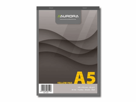 AURORA Yellow pad schrijfblok A5, gelijnd (blok 80 vel)