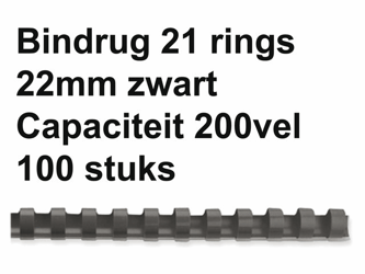 BINDRUG FELLOWES 22MM 21RINGS A4 ZWART artikel afbeelding