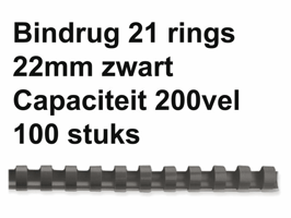Bindrug GBC 22mm 21rings A4 zwart 100 stuks