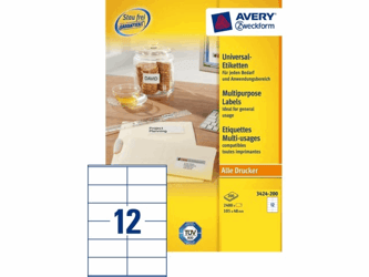 ETIKET AVERY ZWECK 3424-200 105X48MM 2400ST artikel afbeelding