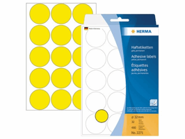 Herma Markeer punten diameter 32 mm rond geel (pak 480 stuks)