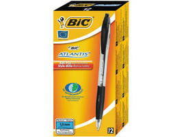 BiC Atlantis Balpen, Medium Punt, 1 mm, Zwart (doos 12 stuks)