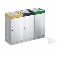 Stumpf Verzamelsysteem voor kringloopmateriaal met vleugeldeur inhoud 30 l, grijs aluminium