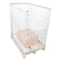 Gaas-opzetframe voor EUR-poolpallet met klep aan 1 frontwand nuttige hoogte (Gewicht: 37 kg; Hoogte: 1200 mm; Nuttige hoogte: 1160 mm; Stapellast: 2000 kg)
