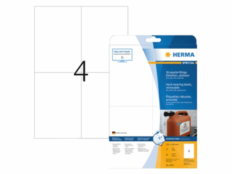 Herma Verwijderbare Outdoor Folie-etiketten, 105 x 148 mm, Wit (pak 80 stuks) artikel afbeelding