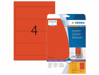 Herma Ordneretiketten 192x61 mm, rood (pak 80 stuks) artikel afbeelding