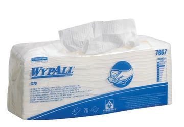 Kimberly Clark Wypall X70 poetsdoek, 1-laags, Proman, kleur wit. Verpakt per 6x70stuks artikel afbeelding