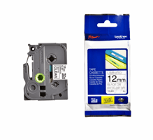 Brother TZe tape voor P-Touch 12 mm, zwart op transparant, mat