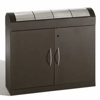 Afvalsorteersysteem inhoud 4x45 l, h x b x d = 975x1100x320 mm bak (Kleur afvalbak: grijsbruin, als RAL 8019; Kleur inwerpklep: roestvast staal)