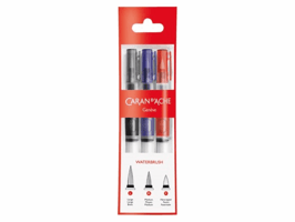 Penseel Caran d'Ache medium, breed , fibre tip set à 3st