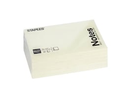 Staples Super Sticky Zelfklevend Notitieblok, 127 x 76 mm, Geel (pak 6 x 90 vel)