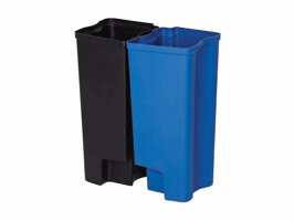 Recycling binnenbakken 2x15 ltr Front Step kunststof, Rubbermaid, kleur zwart/blauw, model VB 224948