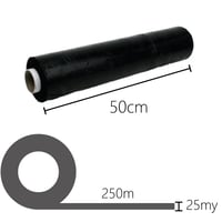 Handwikkelfolie 50cm x 250m x 25my Zwart