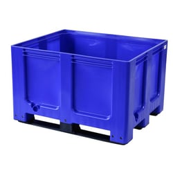 Palletcontainer van HDPE l x b x h = 1200x1000x790 mm, 3 lopers, gesloten, blauw artikel afbeelding