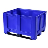 Palletcontainer van HDPE l x b x h = 1200x1000x790 mm, 3 lopers, gesloten, blauw artikel afbeelding