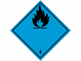 Gevarenetiket A99, 100X100mm blauw opdruk zwart. Klasse 4