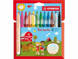 Viltstift STABILO Trio Jumbo 380/12 extra large assorti etui à 12 stuks