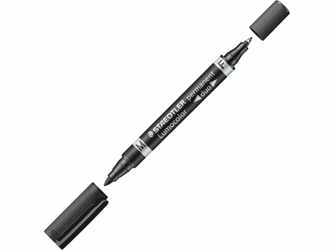 Lumocolor Lumocolor® Duo permanente marker twee uiteinden fijne en middelgrote punten (0,6 mm en 1,5 mm lijndikten) zwart (pak 10 stuks) artikel afbeelding