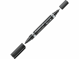 Lumocolor Lumocolor® Duo permanente marker twee uiteinden fijne en middelgrote punten (0,6 mm en 1,5 mm lijndikten) zwart (pak 10 stuks)