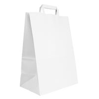 Papieren draagtassen wit klein 22×10×28 cm verpakt per 250 Stuks model wit