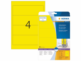 Herma Ordneretiketten 192x61 mm, geel (pak 80 stuks) artikel afbeelding