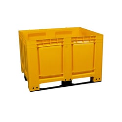 Palletcontainer van HDPE l x b x h = 1200x1000x790 mm, 3 lopers, gesloten, geel artikel afbeelding