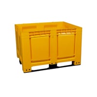 Palletcontainer van HDPE l x b x h = 1200x1000x790 mm, 3 lopers, gesloten, geel artikel afbeelding