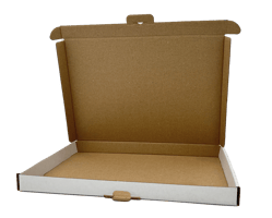 Brievenbusdoos A4+ 350x250x24mm (microgolfkarton) met bovenklep. Kleur: Wit