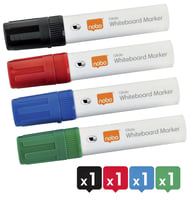 Viltstift Nobo whiteboard Glide schuin assorti 10mm 4st