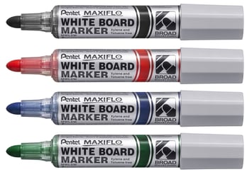 Viltstift Pentel MWL5M Maxiflo whiteboard rond 3mm assorti set à 4 stuks