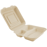 Suikerriet menubox 25x25x8cm/1500ml bruin 3-vaks