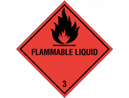 Gevarenetiket A18, 100X100mm rood opdruk zwart. Klasse 3 Flammable Liquid