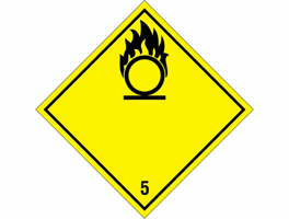 Gevarenetiket A26, 100X100mm geel opdruk zwart. Klasse 5
