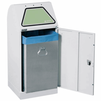 Systeemafvalbak voor kringloopmateriaal MODUL VARIO inhoud 60 l met binnenbak, grijs aluminium / structuur