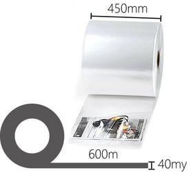 Buisfolie 450mm breed, 40my. Transparant. Lengte 600 m artikel afbeelding