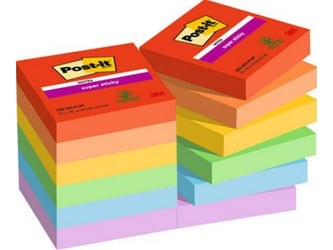 Post-it Super Sticky Notes Playful Colour Collection 47,6 x 47,6 mm (pak 12 blokken)