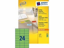Etiket Avery Zweckform 3450 70x37mm groen 2400stuks