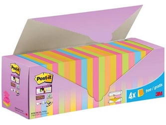 Post-it® Super Sticky Z-Notes Voordeelpak, 76 x 76 mm, assorti (pak 24 stuks)