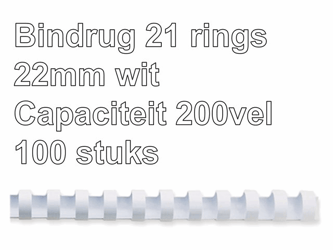 BINDRUG GBC 22MM 21RINGS A4 WIT artikel afbeelding