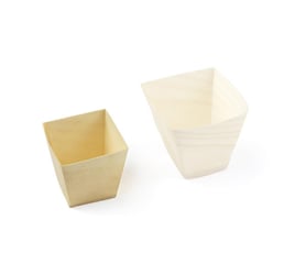 Bakje hout conisch 60ml, (FSC®), 45 x 45 x h45 mm
