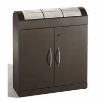 Afvalsorteersysteem inhoud 3x45 l, h x b x d = 975x860x320 mm bak (Kleur afvalbak: grijsbruin, als RAL 8019; Kleur inwerpklep: roestvast staal)