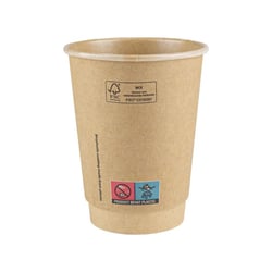 FSC® kraft/PLA dubbelwandig beker12oz/360ml/90mm Ø
