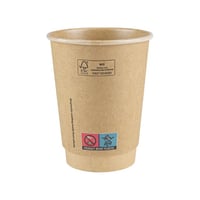FSC® kraft/PLA dubbelwandig beker12oz/360ml/90mm Ø