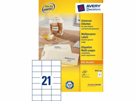 Etiket Avery Zweckform 3652-200 70x42.3mm wit 4200stuks