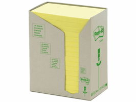 Memoblok 3M Post-it 655 76x127mm recycled geel 16x100 vel