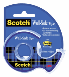 Plakband Scotch 19mmx16.5m Wall Safe + handafroller artikel afbeelding