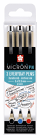 Fineliner Sakura pigma micron 0.4mm blister à 3 stuks assorti