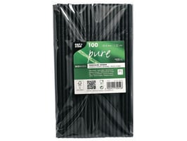 CONPAX Drinkrietjes, papier Ø 6 mm 22 cm zwart flexibel (pak 100 stuks)