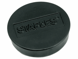 Staples Verpakking met 10 ronde, zwarte magneten van 10 mm met een magnetische kracht 160 gram/m² (doos 10 stuks)