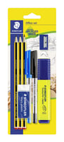 Potlood Staedtler Noris HB blister à stuks met 2 balpennen, markeerstift, gum en slijper